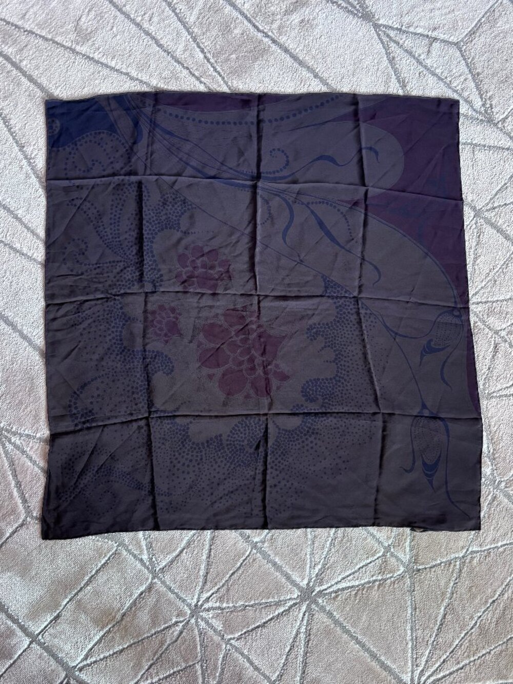Vintage Dark Purple Floral Gucci Silk Scarf